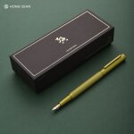 Lt 14 - dian - stylo mtallique deep blue forest, plume bleue ef / f / courbe, motif d'arbre de beaut, ...