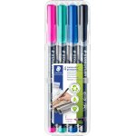 Lumocolor permanent 318 - etui chevalet box 4 feutres permanents pointe fine 0, 6 mm assortis - 318 wp4 ...