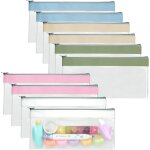 Maa - 10 pices trousse a crayons transparente avec fermeture eclair en mtal, pochettes a crayons, organiseur ...