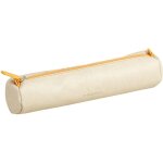 Maa - rhodia 318895c - trousse ronde beige - 21, 5 x 5, 5 cm - coutures vritables orange - intrieur ...