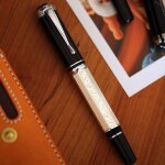 Machain - stylo plume en mtal hn ppara, piston classique, absorbant l'encre, plume n 6, motif de gravure ...
