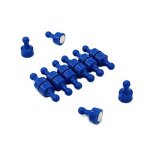 Magnet expert lot de 12aimants en forme de quille pour le bureau ou le frigo bleu 12x21mm