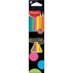 Maped crayons couleur color'peps fluo, etui en carton de 6