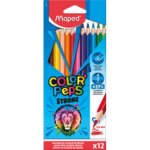 Maped maped crayon de couleur color'peps strong, etui carton de 18