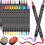 Maqhpu feutre acrylique, 24 couleurs marqueur peinture acrylique double pointe (ronde et pinceau), marqueur ...