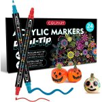 Marqueurs acrylique - marqueur peinture feutre acrylique 24 couleurs stylo noel roche, toile, plastique, ...
