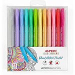 Marqueurs - alpino - dual artist - 12 couleurs pastel - pointe fine et pinceau - ergonomiques