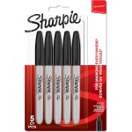 Marqueurs indlbiles - pointe fine - encre noir permanent - lot de 5[x01]