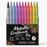 Marqueur mtallique, 12 couleurs de 2, 0 mm. convient pour les albums photos, les livres d'or, la pierre, ...