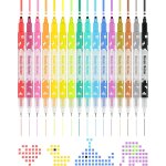 Marqueurs mosa�que a double pointe, 16 couleurs vives, pointe carr�e de 3 mm et pointe fine de 0, 5 mm, ...