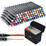 Marqueurs permanents lot de 80 couleurs marqueurs a feutre alcool double pointe pour animation dessin ...
