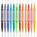 Marqueurs permanents a double pointe, 12 couleurs a double pointe, pointe fine et ultra fine, marqueurs ...