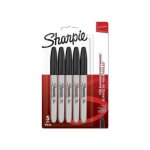 Marqueurs permanents - sharpie - 5 pi�ces - noir - pointe fine - ind�l�bile
