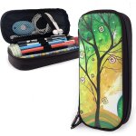 Mengmeng barren trousse a crayons en cuir avec fermeture eclair vert grande capacit�