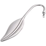 Marque - page en m�tal avec pendentif en forme de plume et perle ¿ alliage de zinc durable, argent, ...