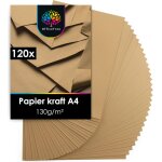 Mevronisshop - lot de 120 feuilles de papier kraft marron a4 - 130 g / m pour travaux manuels et imprimantes ...