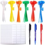 Mevronisshop - lot de 150 attaches de marqueur de c�ble en nylon 6 couleurs 15, 2 cm avec etiquettes ...