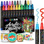 Mevronisshop - 24 couleurs feutre acrylique a double pointe, stylo marqueur peinture acrylique pour bois, ...