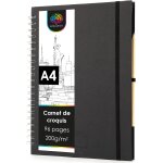 Mevronisshop - cahier de dessin spirale a4 - 96 pages 200g papier blanc - format vertical - sketchbook ...