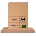 Mevronisshop - pack de 50 feuilles de papier kraft a4 ¿ 260 g, 21 x 29, 7 cm, papier cartonn� naturel ...
