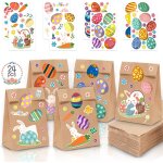 Mevronisshop - sacs de p�ques - 24 sacs cadeaux avec autocollants, sacs en papier pour bonbons bricolage, ...