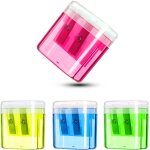 Mevronisshop - taille - crayons, 4 pcs taille crayon avec reservoir en plastique, 2 trou manuel crayon ...