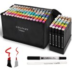 Mevronisshop - twinmarkers � lot de 120 + 2 marqueurs a alcool a double pointe (pinceau & biseau) � set ...