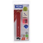 Milan ? blister avec 3 crayons graphite, taille - crayon et gomme a effacer - bym10016