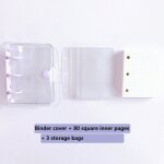 Mini carnet de notes a feuilles mobiles 3 trous, papeterie cor�enne, coque en pvc transparente, coeur ...