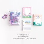 Mini carnet de notes a feuilles mobiles portable, mignon, coren exquis, 3 anneaux, reliure de journal ...