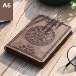 Mini carnet de poche de style rtro a6, processus d'estampage, livre d'criture en cuir pu artificiel, ...