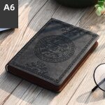 Mini carnet de poche de style rtro a6, processus d'estampage, livre d'criture en cuir pu artificiel, ...