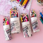 Mini crayon portable en bois 18 / 24 couleurs, mod�le britannique, croquis pour peinture a l'�cole, fourniture ...