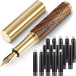 Mini stylo plume en bois, stylo plume de voyage a pointe fine pour ecriture lisse avec 15 cartouches ...