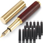 Mini stylo plume, stylo plume de voyage en bois a pointe fine pour ecriture lisse avec 15 cartouches ... Mini stylo plume, stylo plume de voyage en bois a pointe fine pour ecriture lisse avec 15 cartouches ...