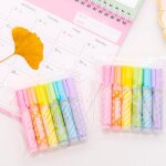 Mini stylo surligneur color� 6 couleurs, 10 paquets / lot, mignon stylos marqueurs de dessin, fournitures ...
