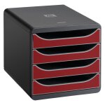 Module de classement exacompta big - box gris fonc� 4 tiroirs rouge