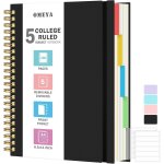 Moiuy - carnet a4, cahier lign avec intercalaires amovibles, bloc - note epais 300 pages 100 g / m, ...
