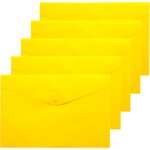 Moiuy - eco035yellow lot de 5 pochettes transparentes a bouton - pression a4 + 50% recycles avec bouton ...