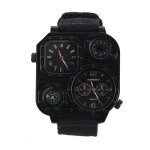 Montre - bracelet a quartz avec boussole pour hommes, double fuseau horaire