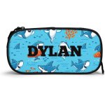 Motif feuilles botaniques. motif nature vert fonc�. trousse a crayons en toile pour etudiants - 21 x ...