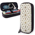 Motif g�om�trique moderne d'�toiles dor�es sur porte - crayon blanc, pochette a crayons de grande capacit�, ...