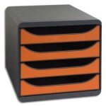 Multiform - big box - module de classement - 4 tiroirs - gris / tangerine