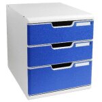 Multiform - modulo - module de classement 3 tiroirs - gris / bleu