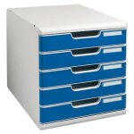 Multiform - modulo - module de classement - 5 tiroirs - gris / bleu