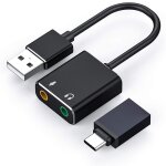 New - usb adaptateur audio stro externe carte son avec 3. 5mm casque et micro jack, convient pour windows, ...