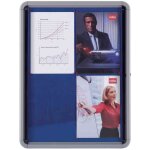 Nobo vitrine d'int�rieur fond en tissu bleu, porte battante, 6xa4, bleu