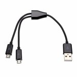 Noir blanc usb 2. 0 a double 2 micro usb 2. 0 mle sparateur en y cordon de cble de chargeur de donnes ...