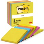 Notes autocollantes, pack de 6 blocs, 76 mmx76 mm, 100 feuilles par bloc, bleu, jaune, orange, rose, ...