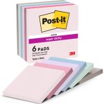 Notes autocollantes super sticky, couleurs soulful, pack de 6 blocs, 90 feuilles par bloc, 76 mmx76 mm ...